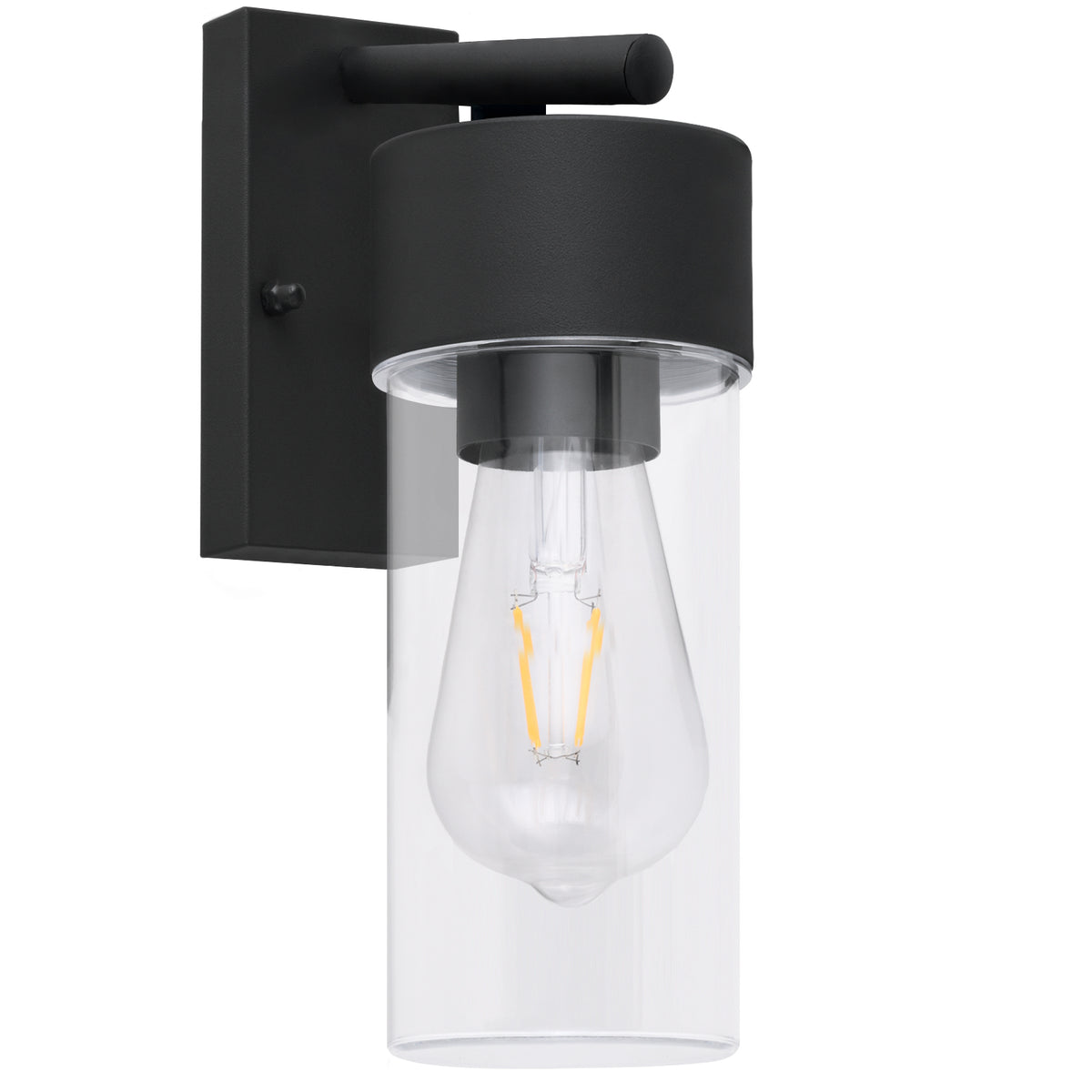 Moderne schwarze Außenwandleuchte, IP44 wasserdicht, mit transparentem PC-Schirm, E27 Sockel, Wandleuchte für Veranda, Terrasse und Garten