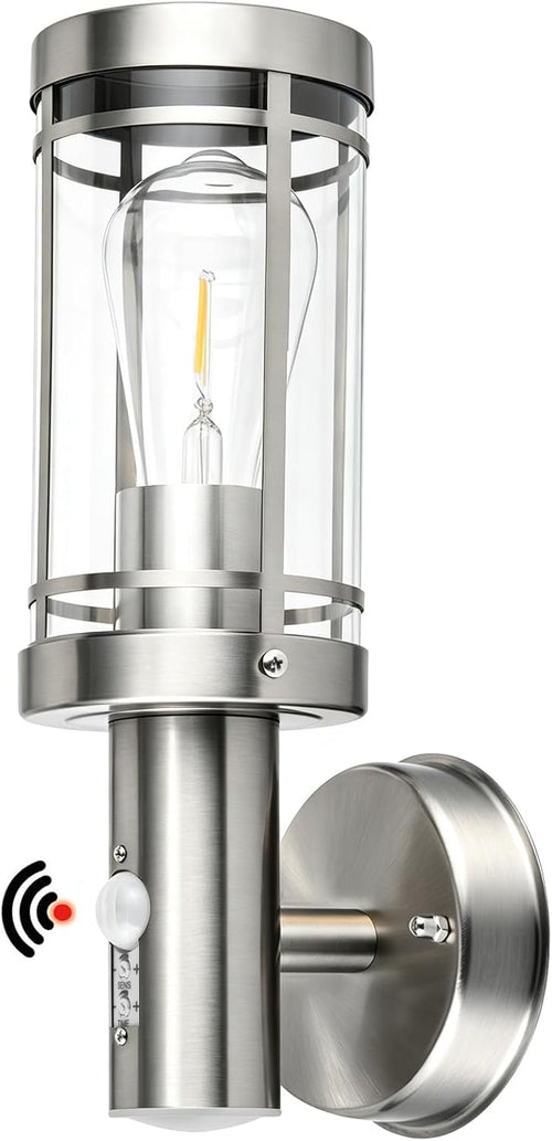 Außenlampe mit Bewegungsmelder und E27 Fassung, IP44 wasserdichte Außenwandleuchte für Haustür und Garten